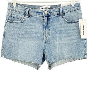 DKNY Jeans‎ Women's Stretch Mid Rise Raw Hem Blue Denim Shorts Size 30 NWT